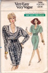 7404 SO EZ VOGUE SS-LS COLLAR DRESS PATTERN  6-10,12-16